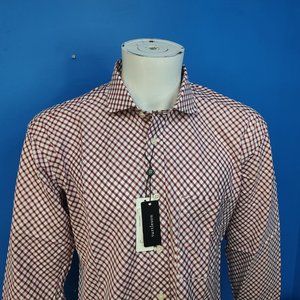 NWT Turtleson diagonal gingham button down shirt CRIMSON choice sizes